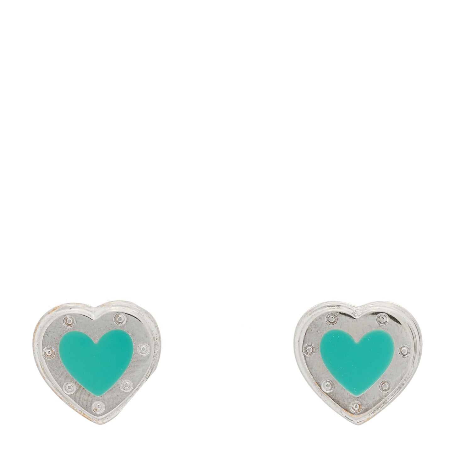 Sterling Silver Enamel Mini Return to Love Heart Earrings Blue