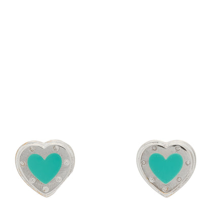 Tiffany Sterling Silver Enamel Mini Return to Love Heart Earrings Blue 1 of 3