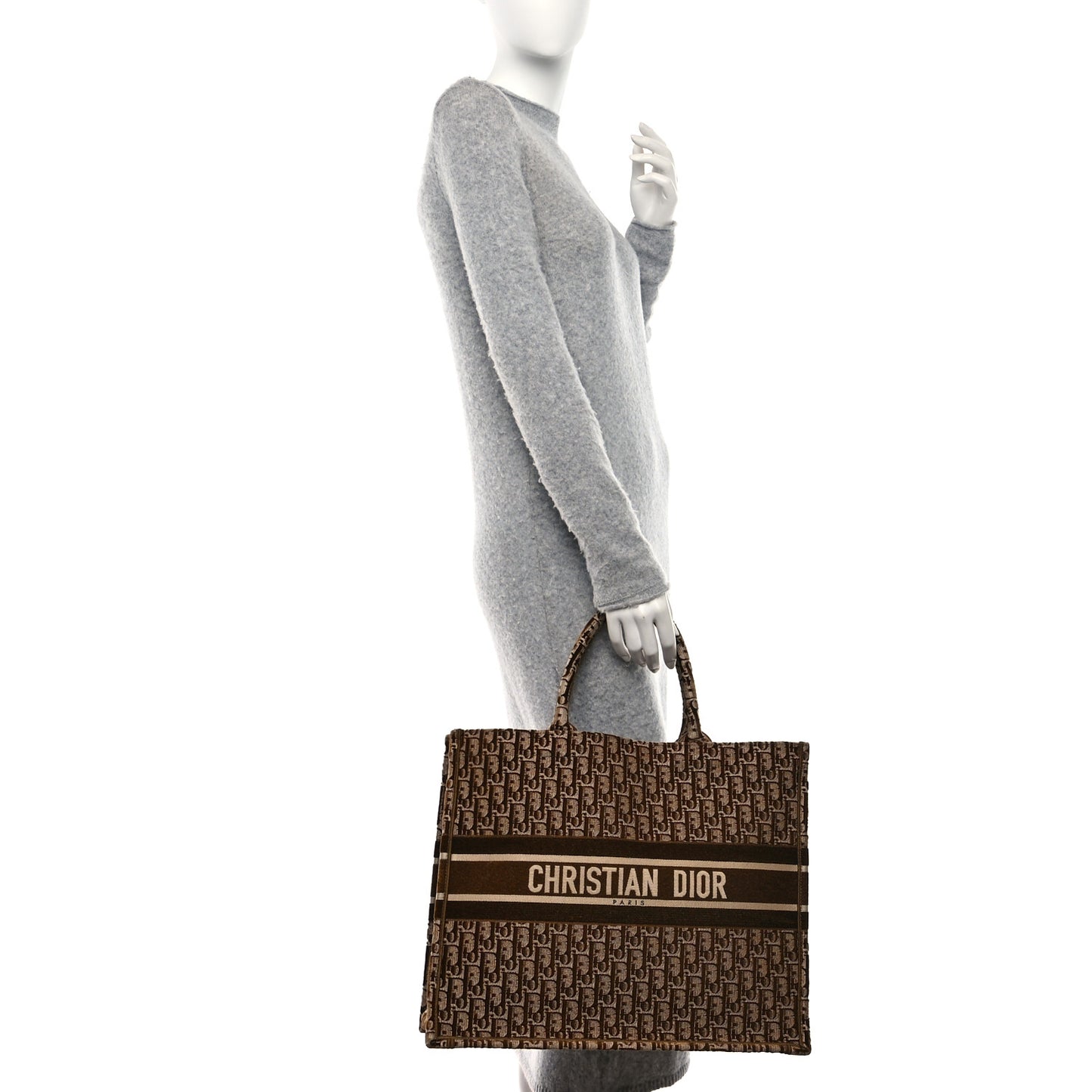 Oblique Velvet Large Book Tote Brown Multicolor