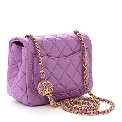 Chanel Lambskin Quilted Mini Pearl Crush Flap Purple 3 of 11
