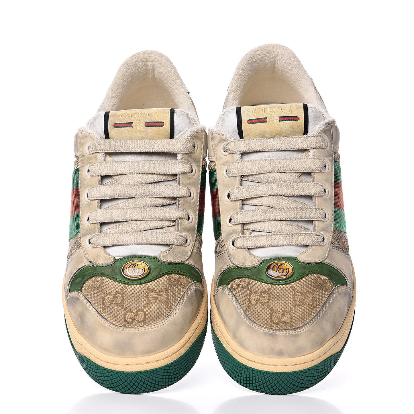 GG Monogram Nubuck Web Mens Screener Sneakers 7.5 New Sand Dusty Milk Vintage Green
