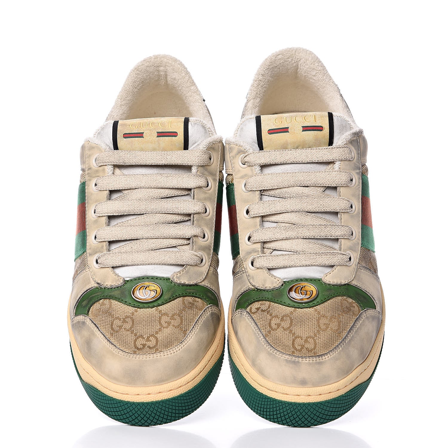 Gucci GG Monogram Nubuck Web Mens Screener Sneakers 7.5 New Sand Dusty Milk Vintage Green 6 of 10