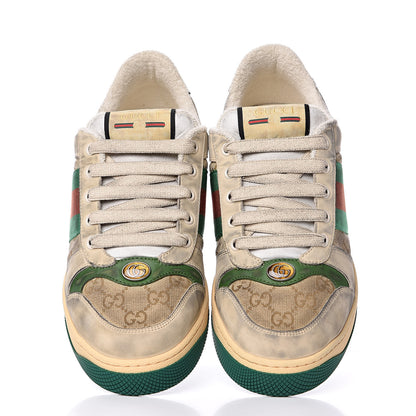Gucci GG Monogram Nubuck Web Mens Screener Sneakers 7.5 New Sand Dusty Milk Vintage Green 6 of 10