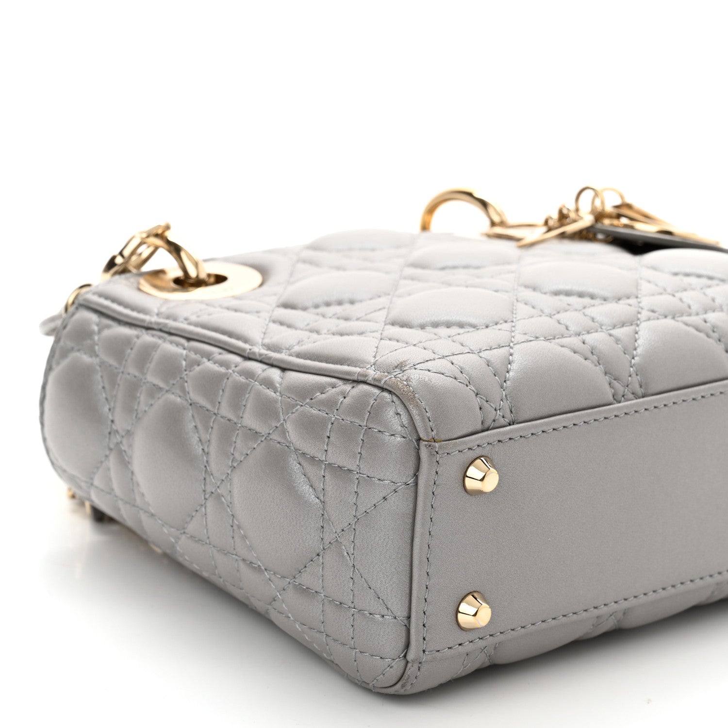 Christian Dior Metallic Lambskin Cannage Mini Lady Dior Grey 9 of 10
