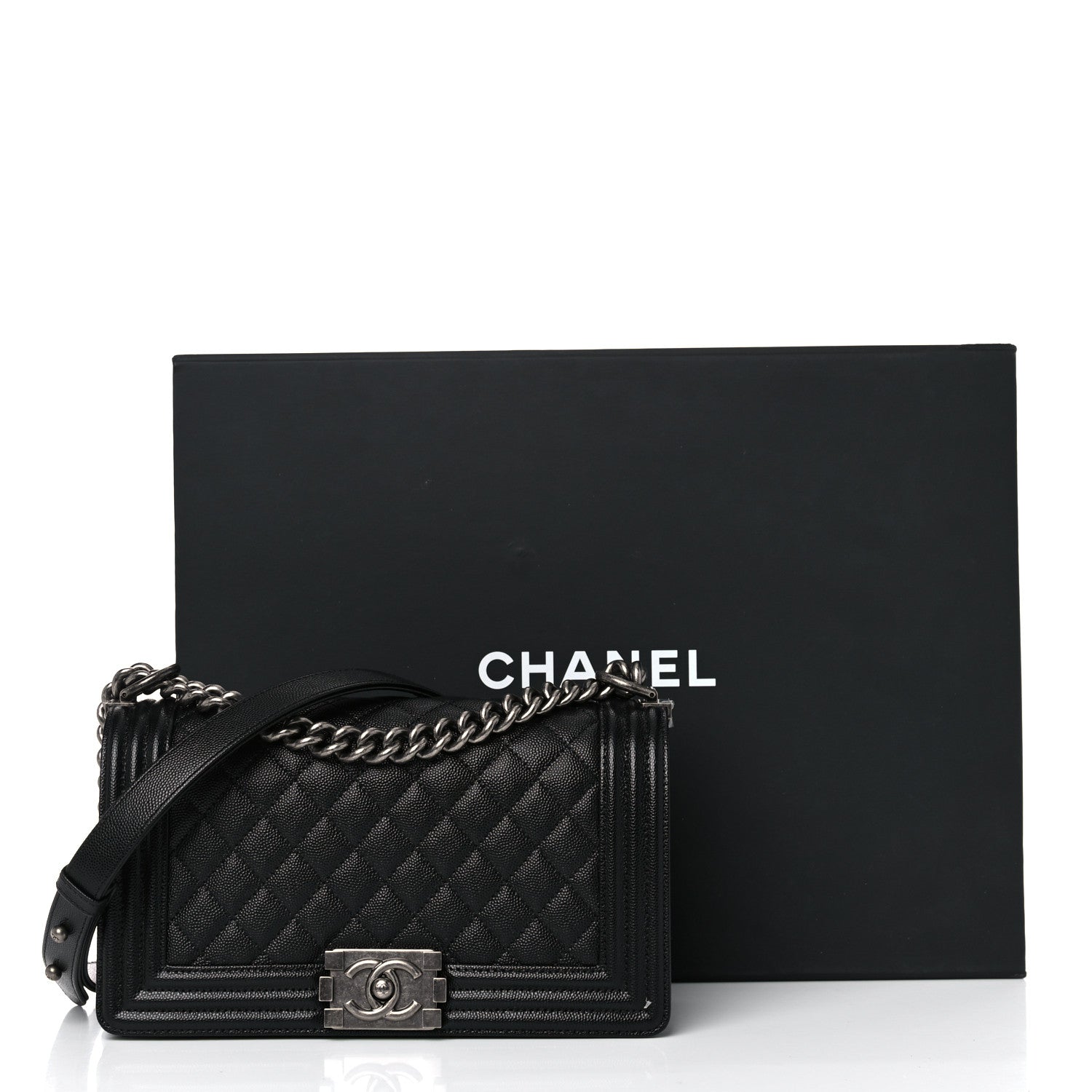 Chanel Caviar Quilted Medium Boy Flap Black 12 of 12