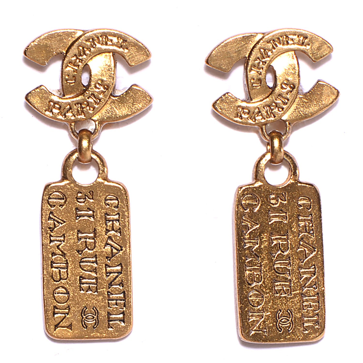 Chanel 31 Rue Cambon CC Clip On Earrings Gold 1 of 4