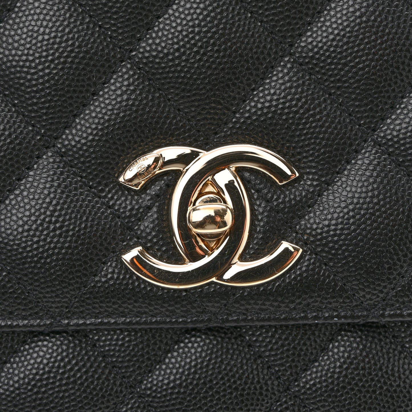 Caviar Quilted Small Coco Handle Flap Black