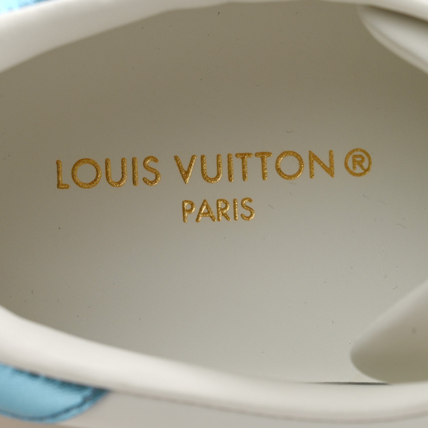 Louis Vuitton Lambskin Embossed Monogram Time Out Sneakers 38.5 White Blue 6 of 10