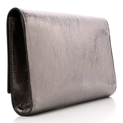 Saint Laurent Metallic Calfskin Large Belle De Jour Clutch Dark Silver 3 of 10