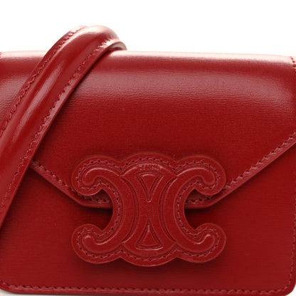 Celine Shiny Calfskin Triomphe Card Holder on Chain Velvet Red 8 of 10