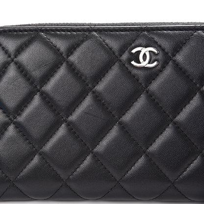 Chanel Lambskin Quilted Large Gusset Zip Around Wallet Black 8 of 10