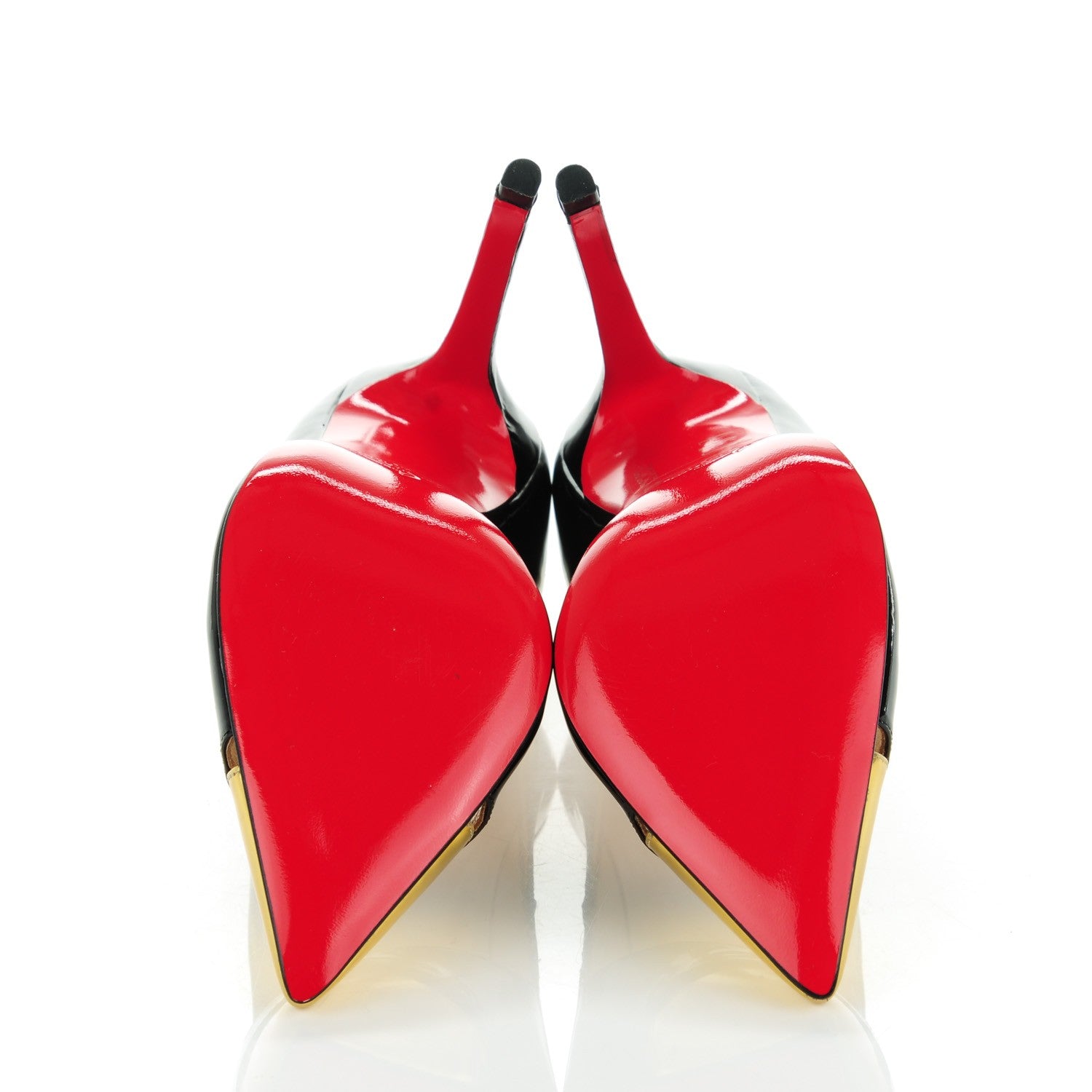 Christian Louboutin Patent Metallic Calfskin Duvette Cutout 120 Pumps 38 Black Gold 5 of 7