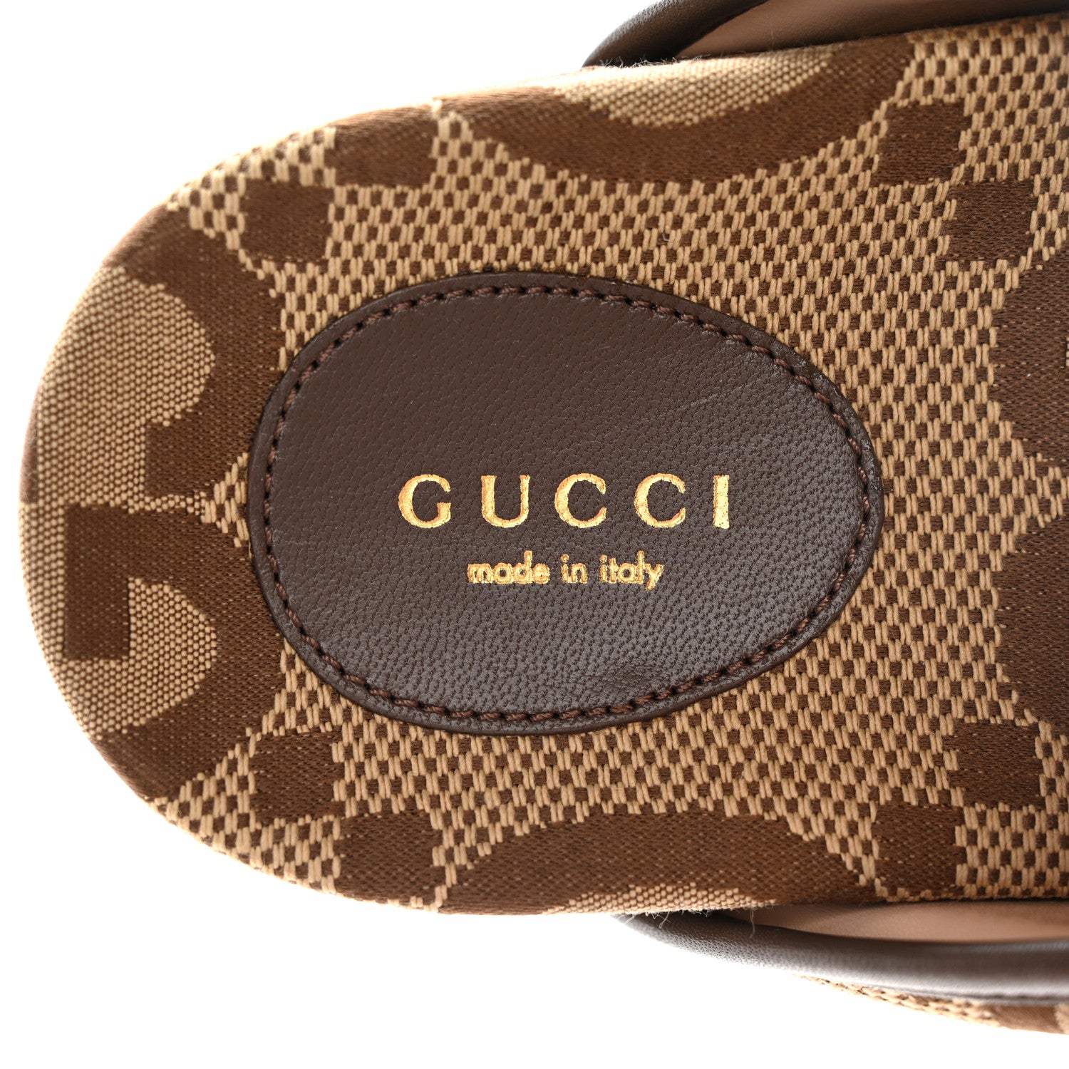Gucci Monogram Jumbo GG Nappa Samoa Platform 40mm Slide Sandals 39 Camel Ebony New Acero 9 of 13