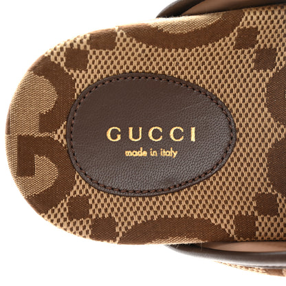 Gucci Monogram Jumbo GG Nappa Samoa Platform 40mm Slide Sandals 39 Camel Ebony New Acero 9 of 13