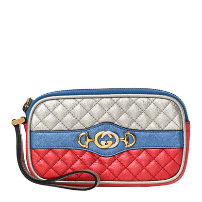 Gucci Laminated Nappa Trapuntata Zumi iPhone Case Rosso Marine Argento 1 of 9