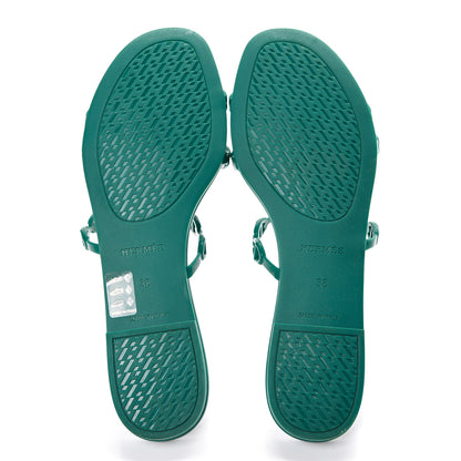 Hermes Rubber Chaine d'Ancre Rivage Sandals 38 Vert d'Ete 5 of 7