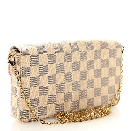 Louis Vuitton Damier Azur Pochette Felicie Chain Wallet Rose Ballerine 4 of 14