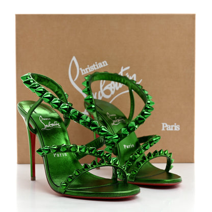 Christian Louboutin Metallic Calfskin Spikita 100 Sandals 38.5 Spinach 8 of 8