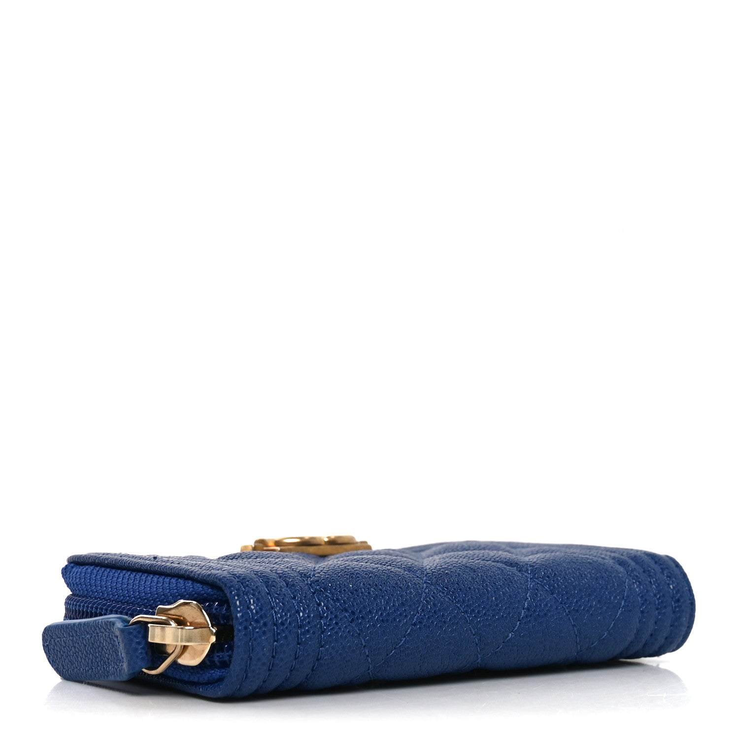 Chanel Caviar Quilted Boy Zip Around Coin Purse Wallet Blue 4 of 7