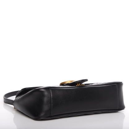 Gucci Calfskin Matelasse Small GG Marmont Shoulder Bag Black 4 of 9