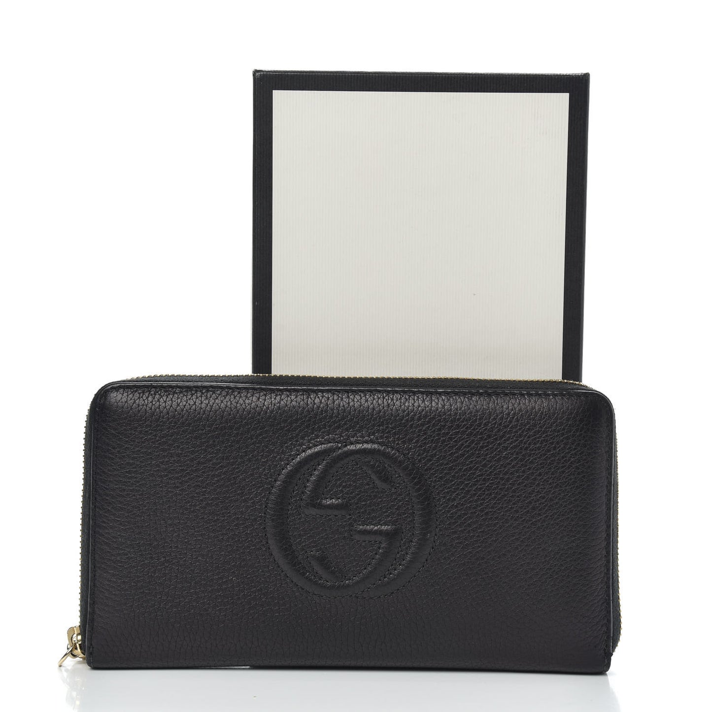Pebbled Calfskin Soho Zip Around Wallet Black