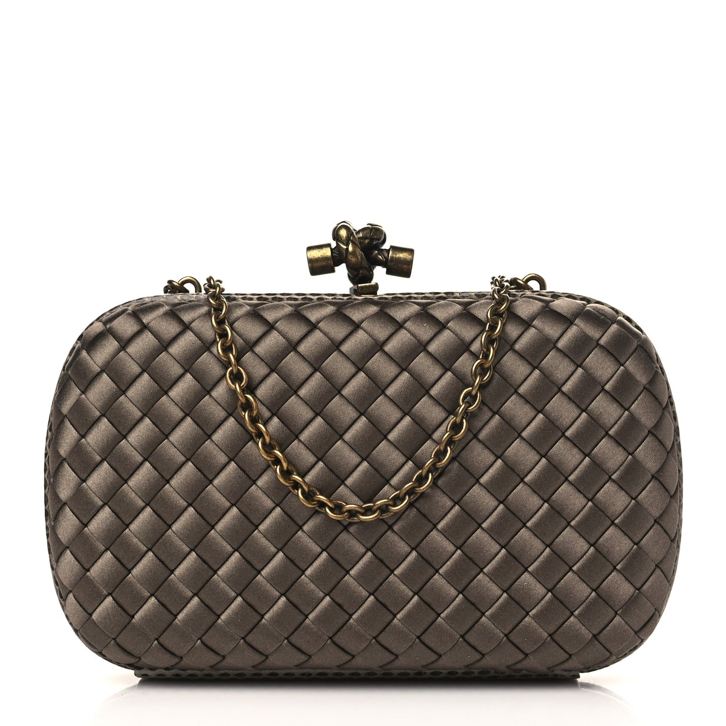 Satin Intreccio Impero Ayers Knot Clutch Taupe