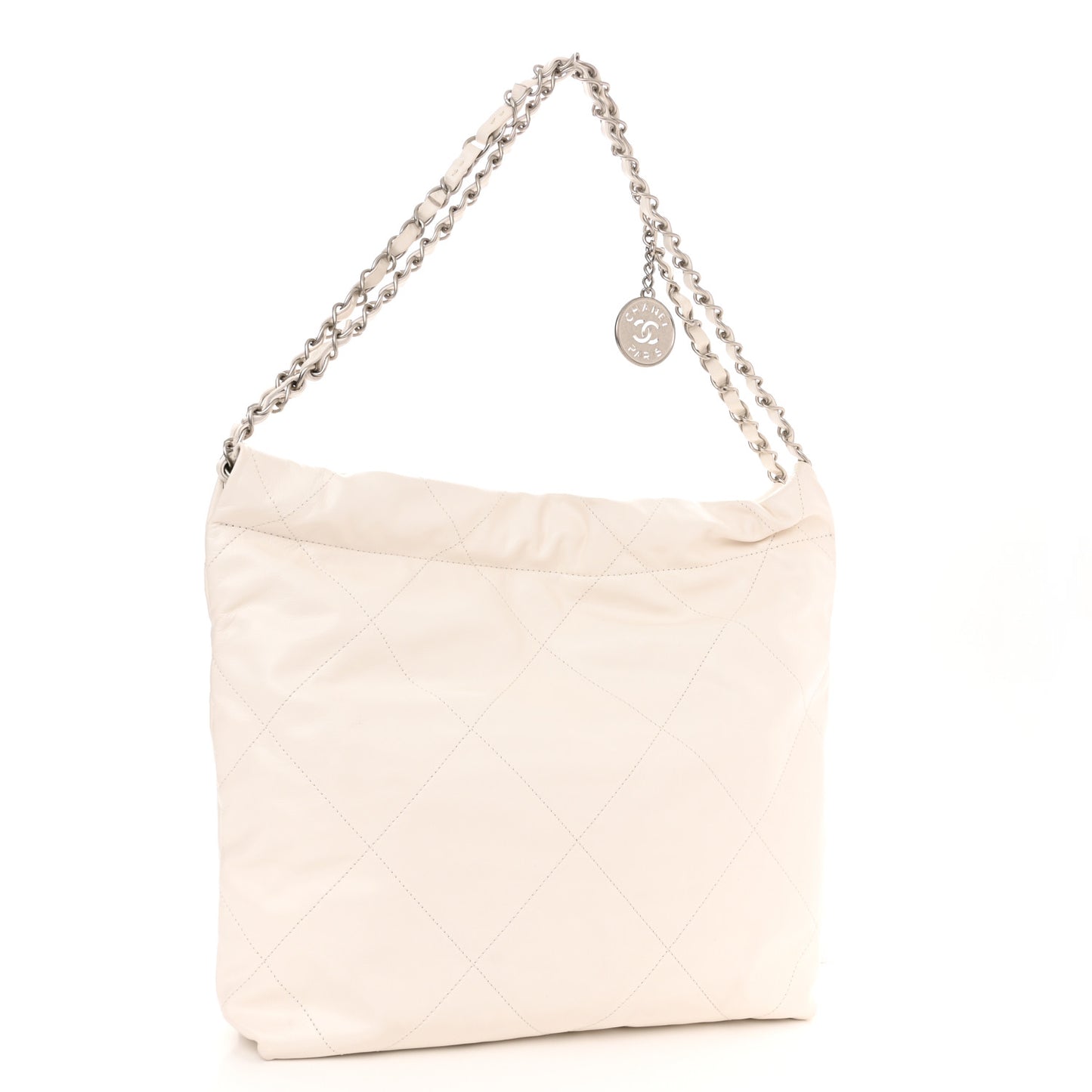 Shiny Calfskin Quilted Small Chanel 22 White
