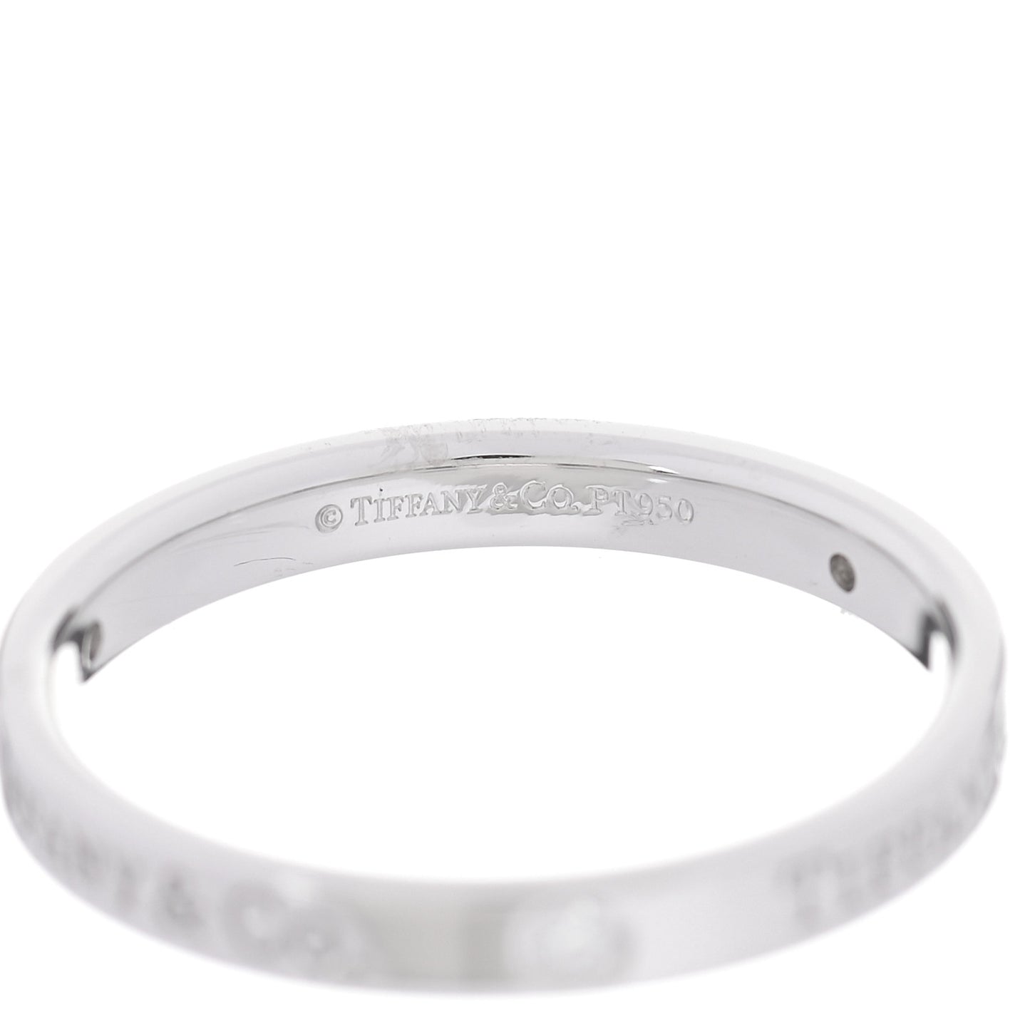 Platinum Diamond Logo Band Ring 63 10.5