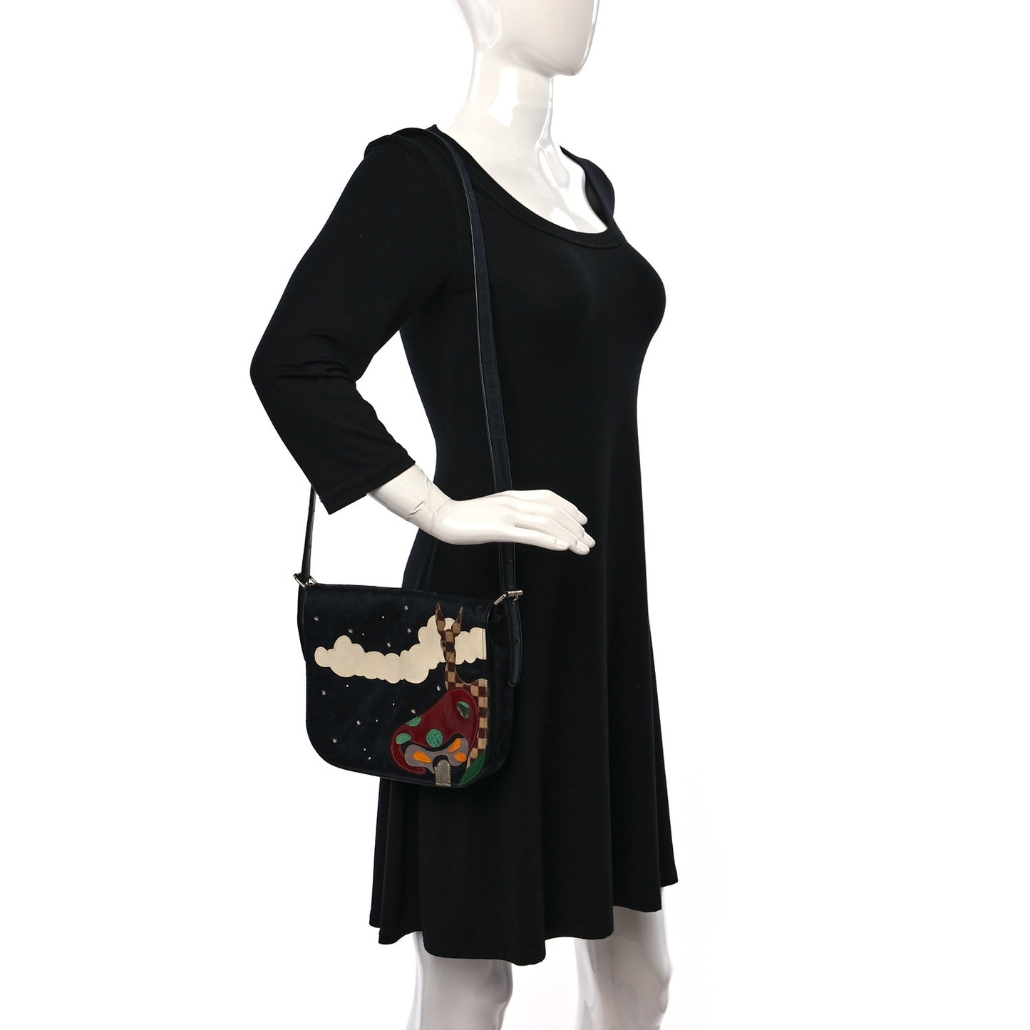 Satin Mini Monogram Conte De Fees Patchwork Musette Black