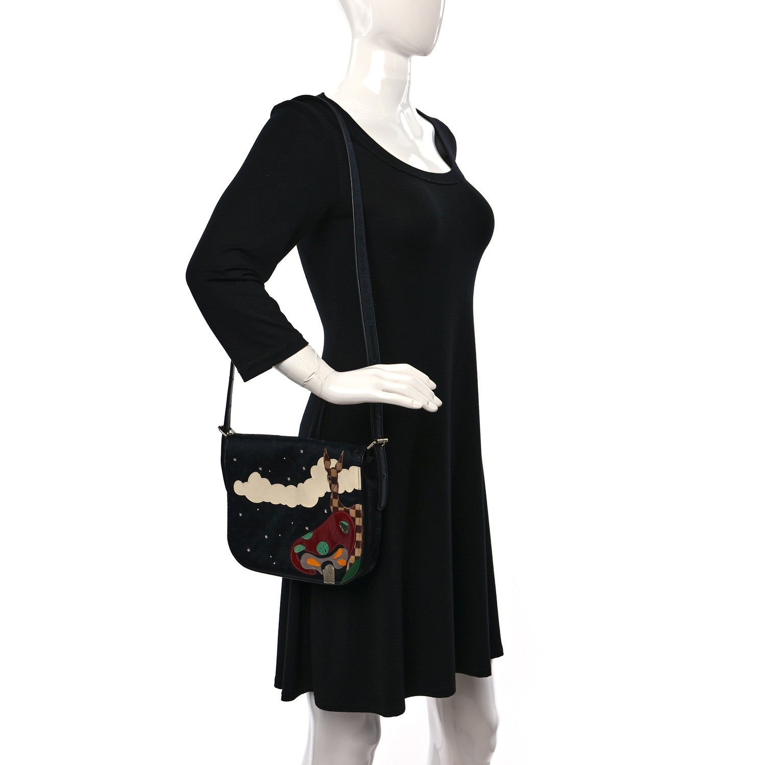 Louis Vuitton Satin Mini Monogram Conte De Fees Patchwork Musette Black 2 of 7