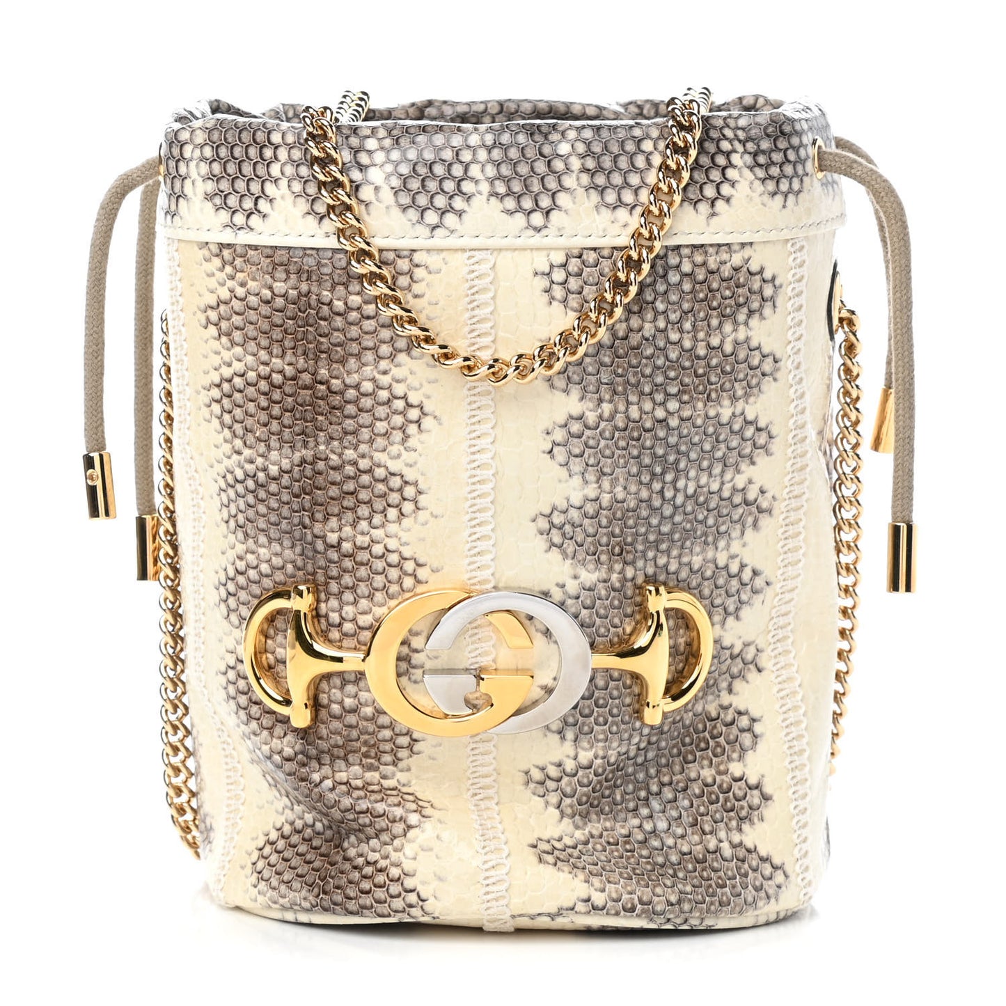 Snakeskin Mini Zumi Bucket Bag Grey