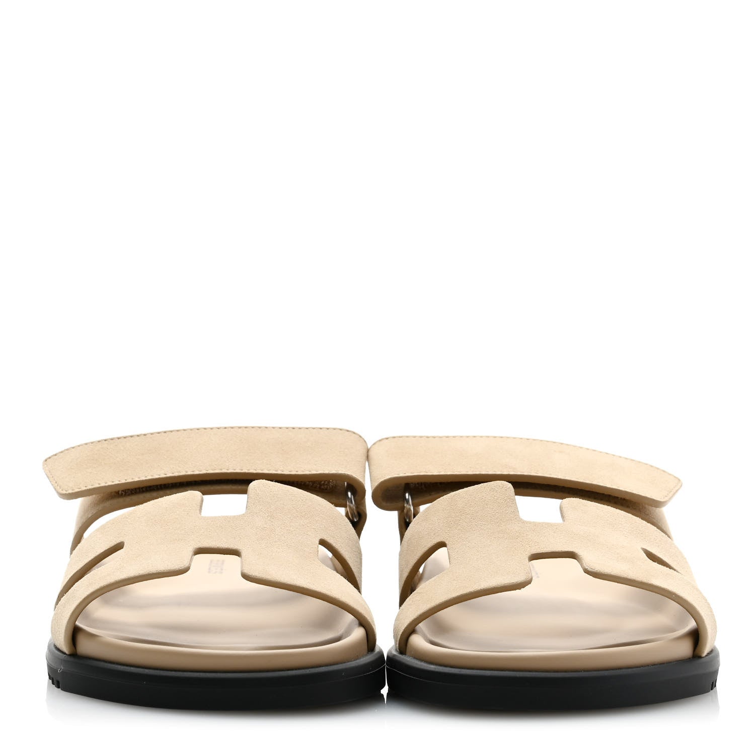 Hermes Suede Goatskin Womens Chypre Sandals 37 Beige Argile 2 of 9