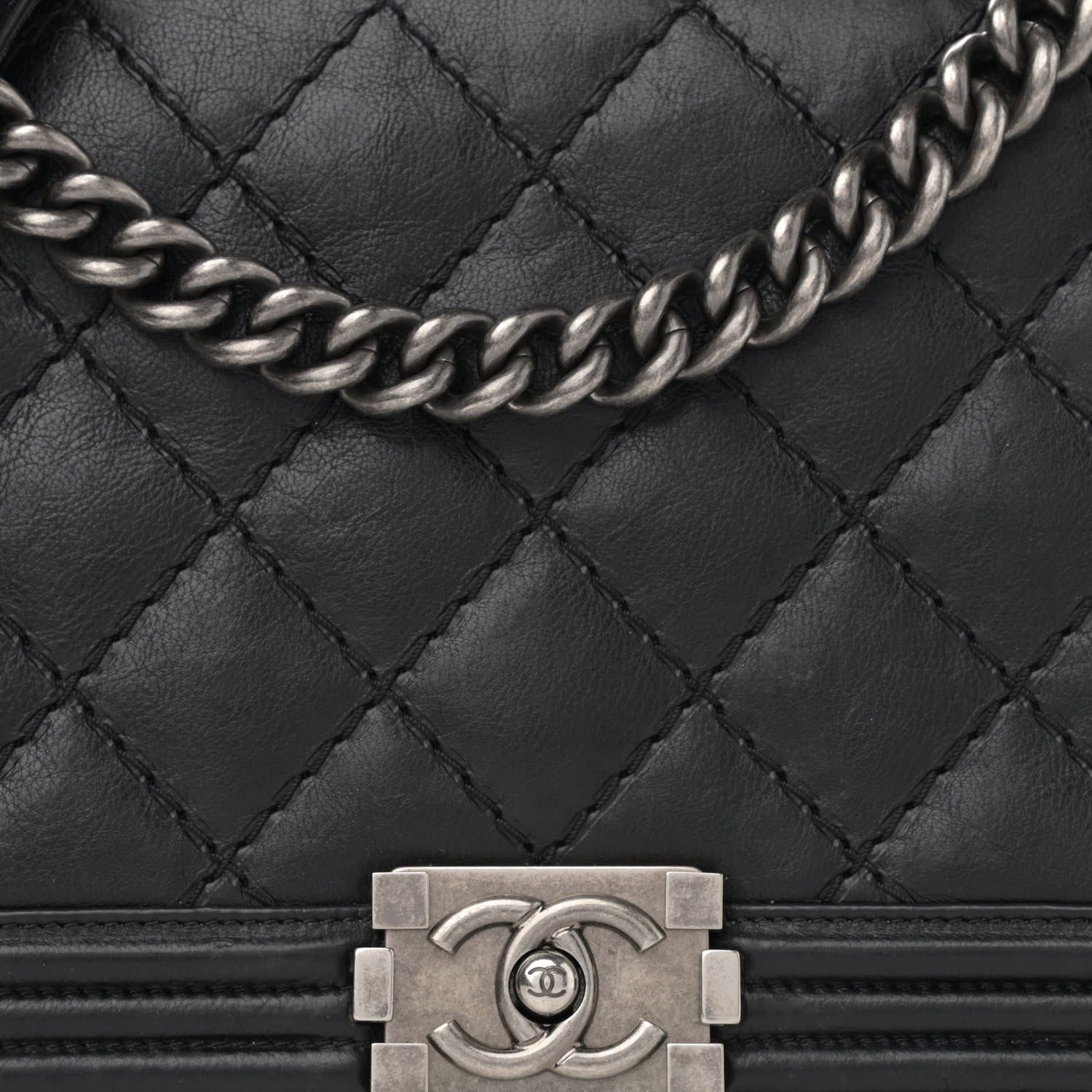 Chanel Calfskin Quilted Double Stitch New Medium Boy Flap Black 8 of 15