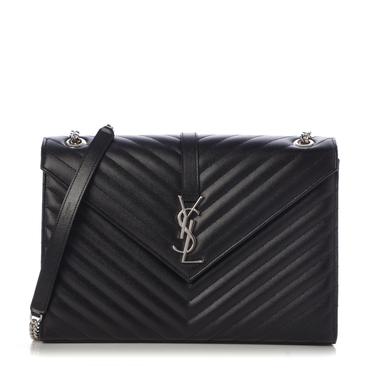 Grain De Poudre Matelasse Chevron Large Monogram Satchel Black