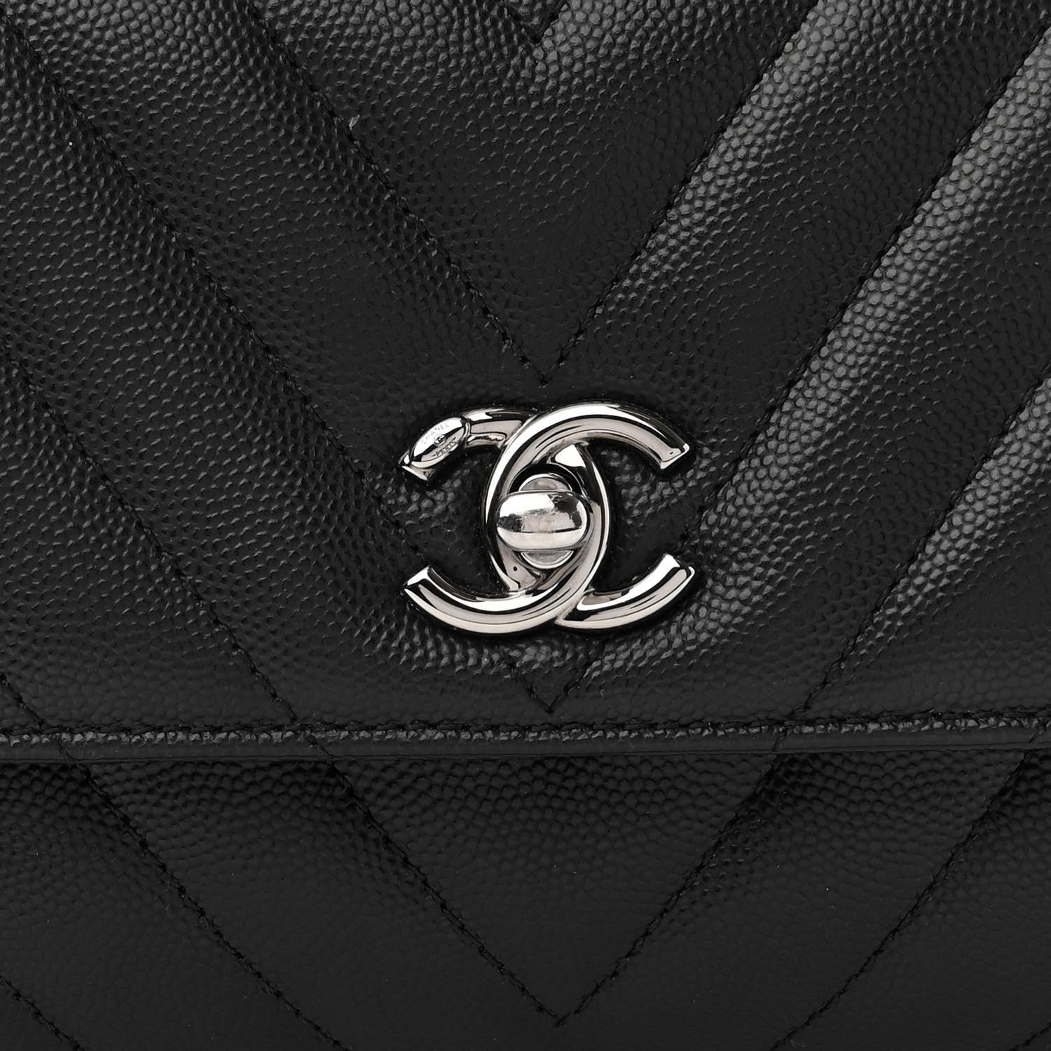 Chanel Caviar Chevron Quilted Mini Coco Handle Flap Black 8 of 10