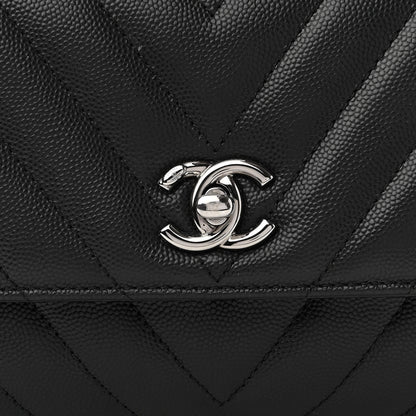 Chanel Caviar Chevron Quilted Mini Coco Handle Flap Black 8 of 10
