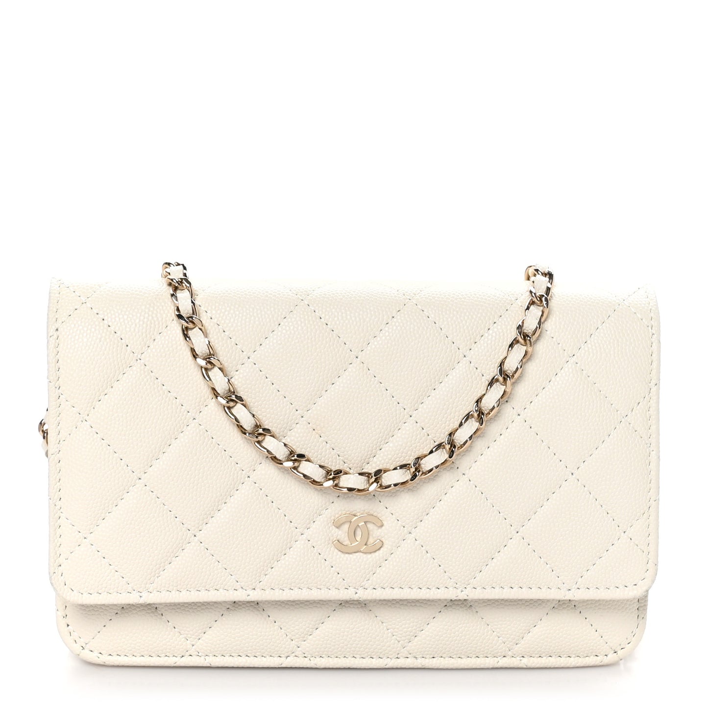 Caviar Quilted Wallet On Chain WOC White