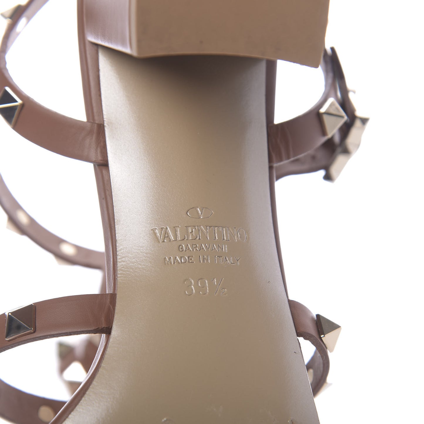 Calfskin Rockstud 60mm City Sandals 39.5 Saddle Brown