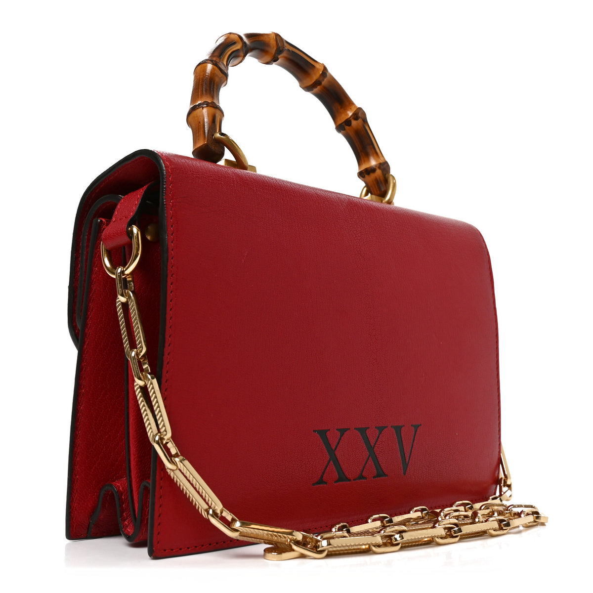 Calfskin Snakeskin Studded Small Ottilia Top Handle Bag Hibiscus Red