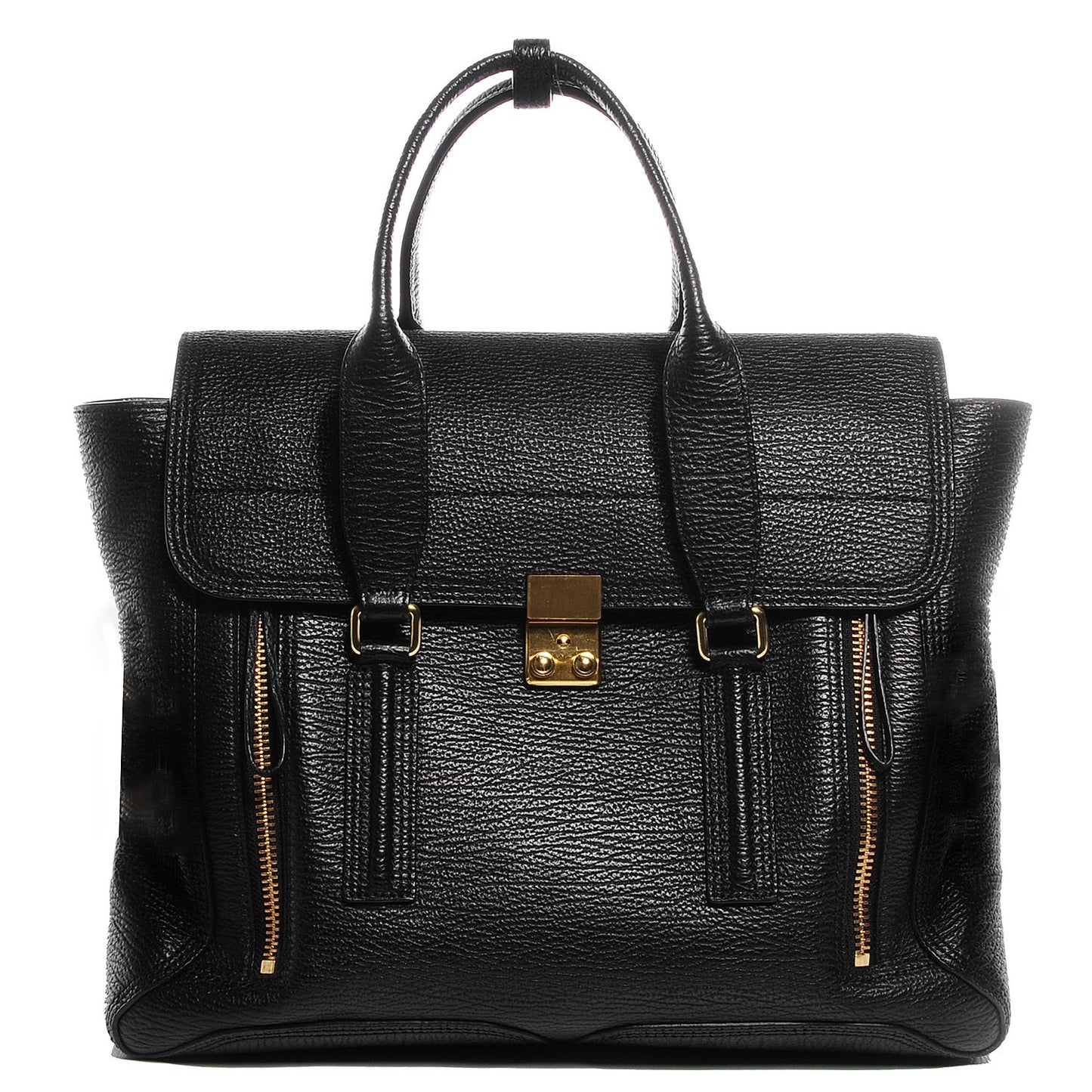 3.1 Leather Large Pashli Satchel Black