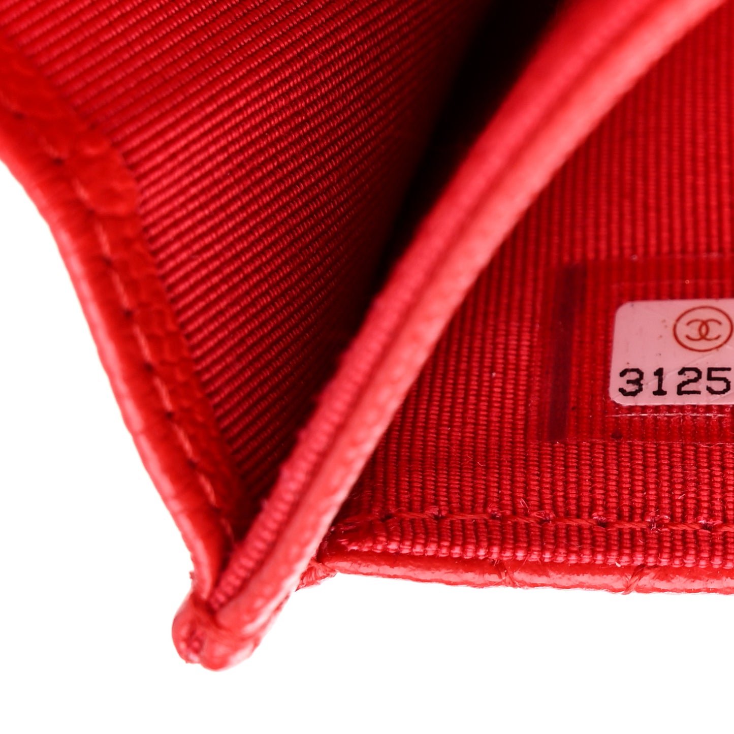 Caviar Quilted Flap Card Holder Wallet Red