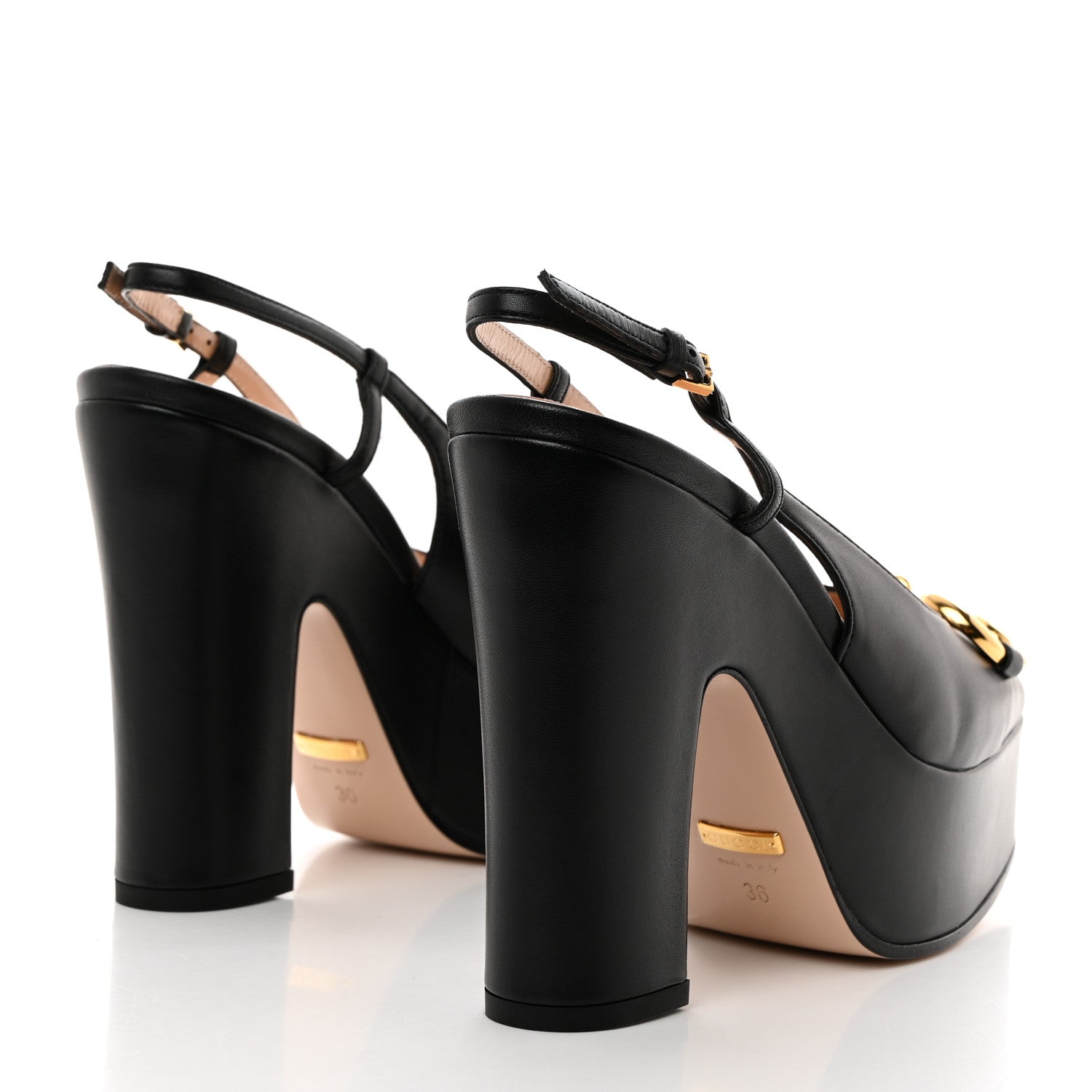 Gucci Nappa Horsebit Platform 35/120mm Slingback Pumps 36 Black 4 of 8