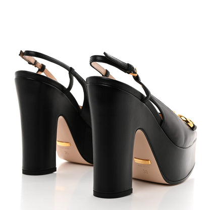 Gucci Nappa Horsebit Platform 35/120mm Slingback Pumps 36 Black 4 of 8
