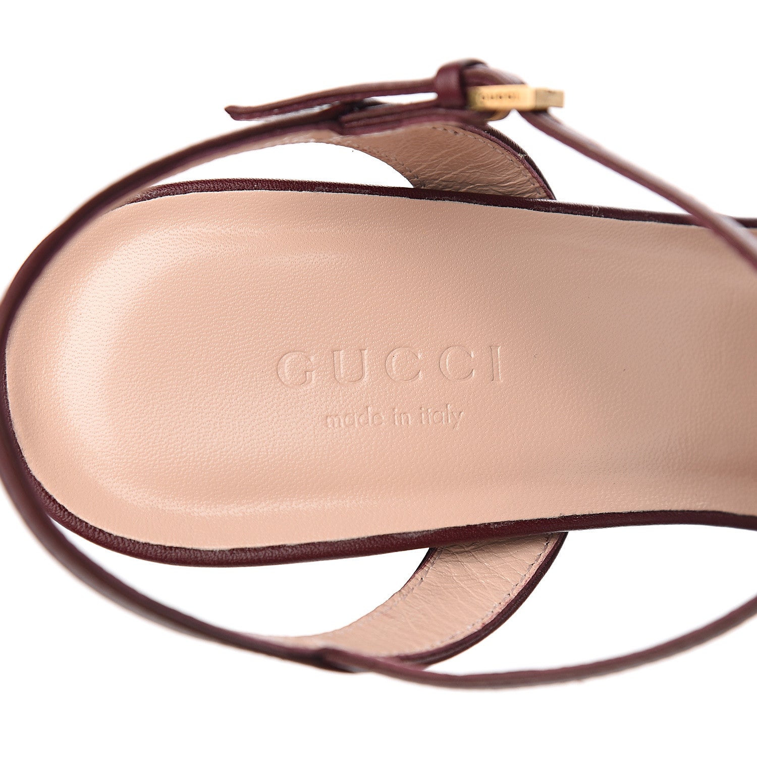 Gucci Lifford Calfskin GG Marmont Ankle Wrap 105mm Sandals 37 Vintage Bordeaux 7 of 9