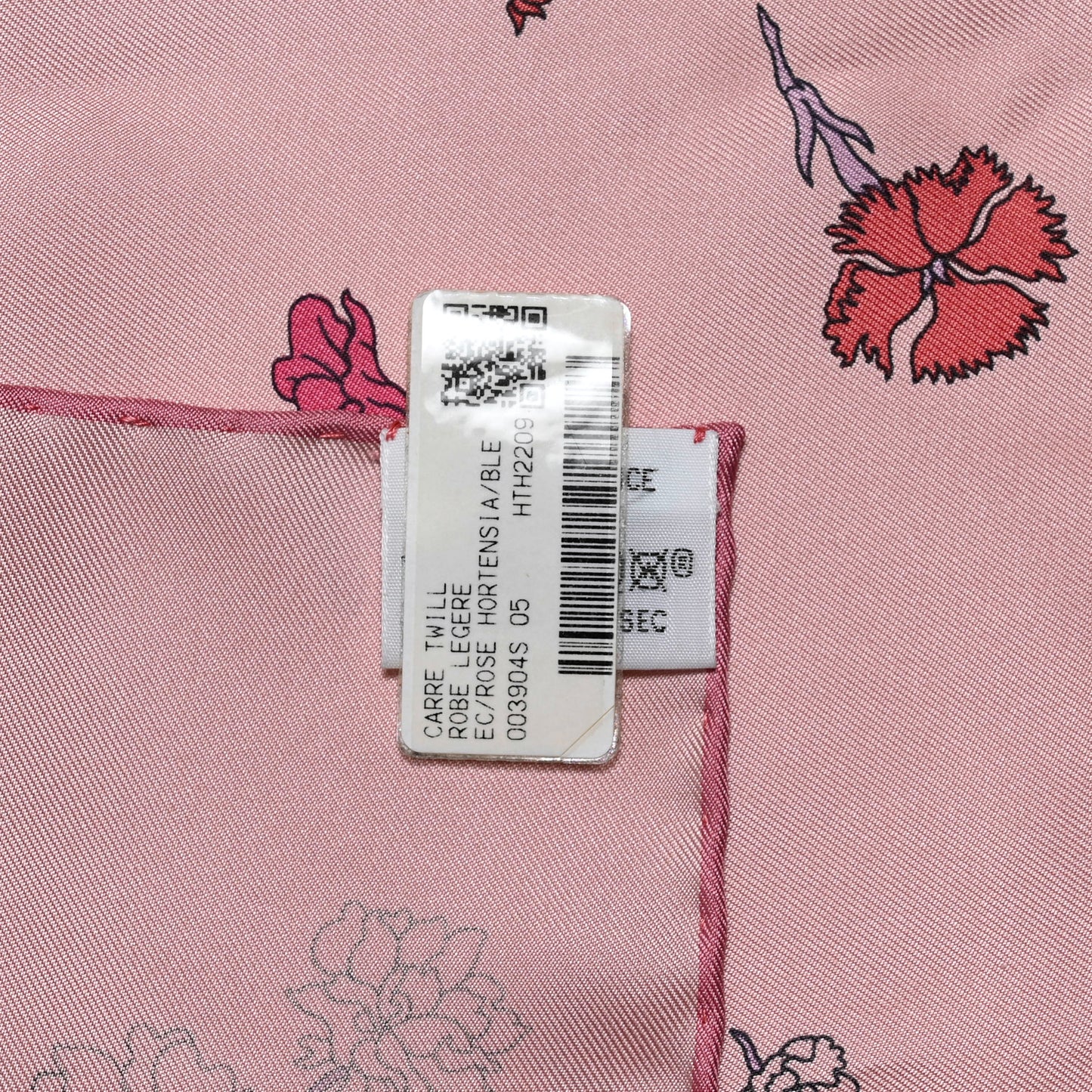 Silk Twill Robe Legere Scarf 90 Rose Hortensia Bleu