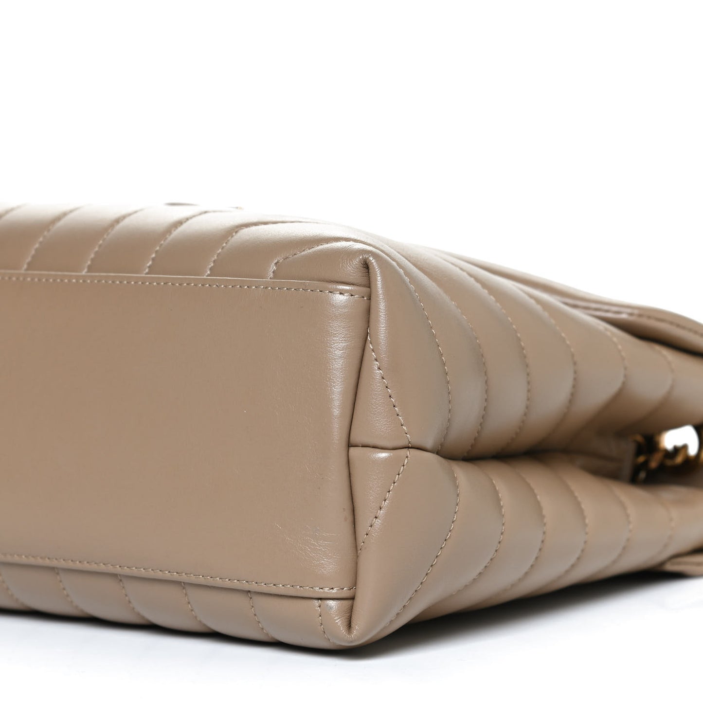 Calfskin Y Quilted Monogram Medium Loulou Chain Satchel Dark Beige