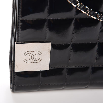 Chanel Patent Chocolate Bar Chain Clutch Black 17 of 23