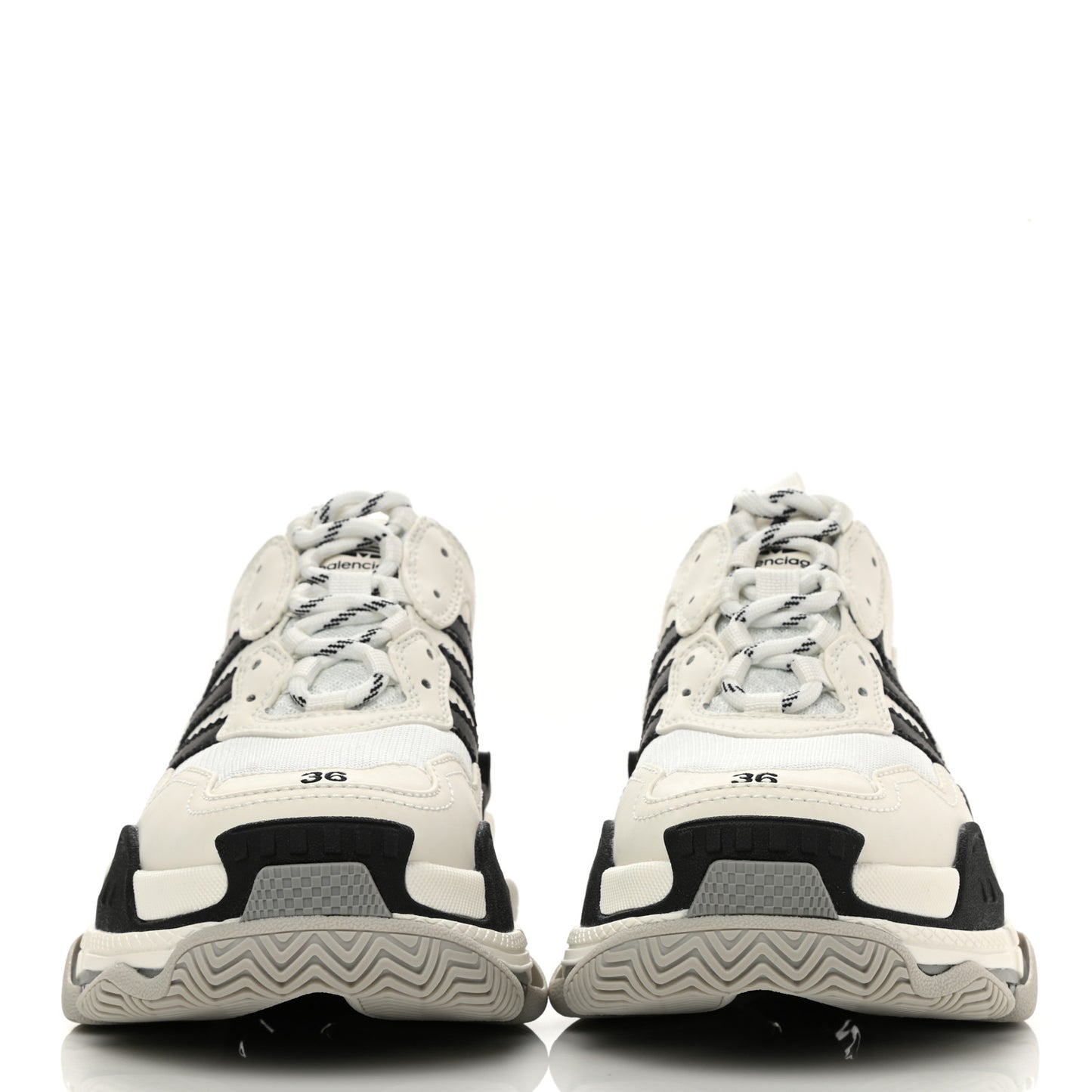 X ADIDAS Fabric Mesh Womens Triple S Sneakers 36 White Black Light Grey Grey