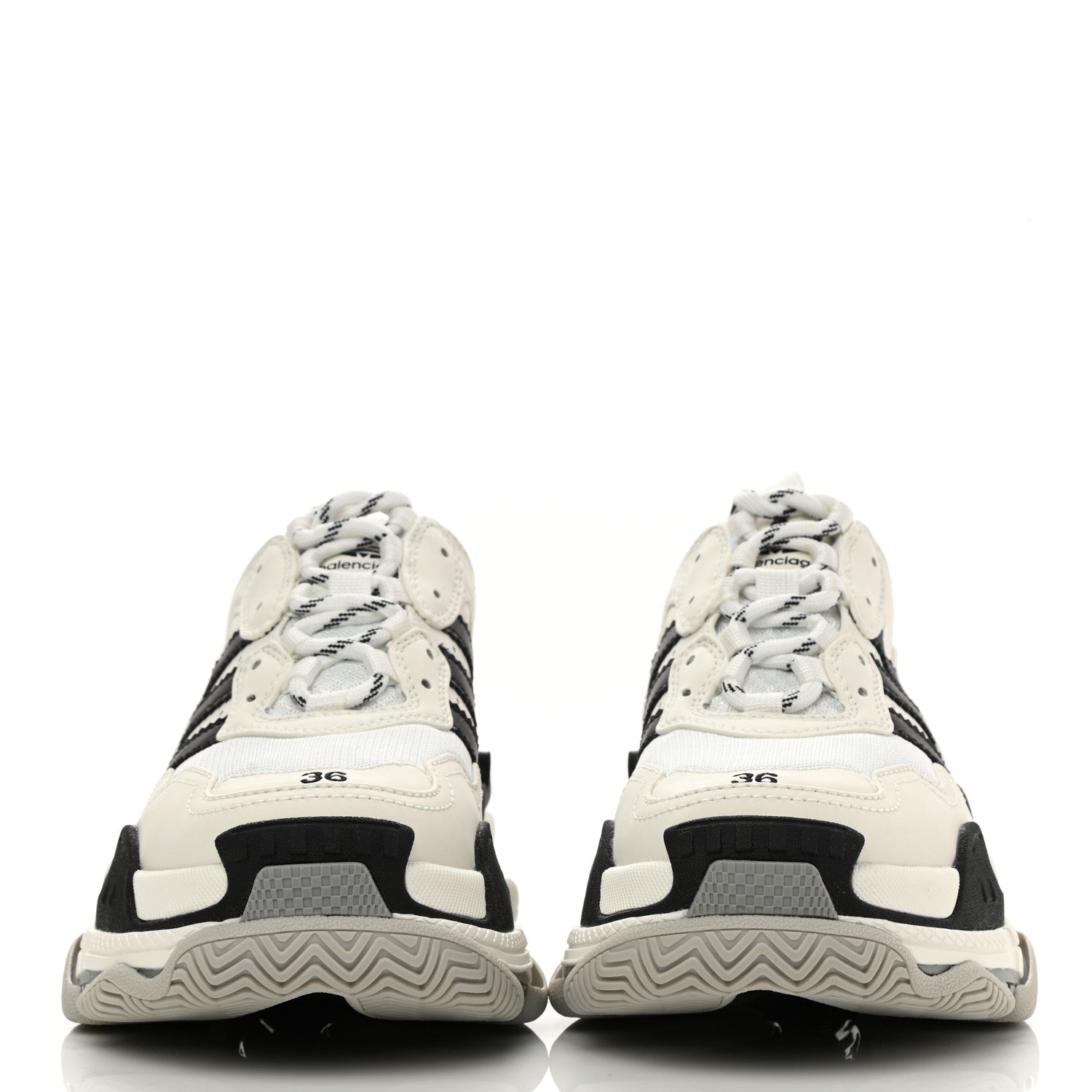 Balenciaga X ADIDAS Fabric Mesh Womens Triple S Sneakers 36 White Black Light Grey Grey 2 of 8