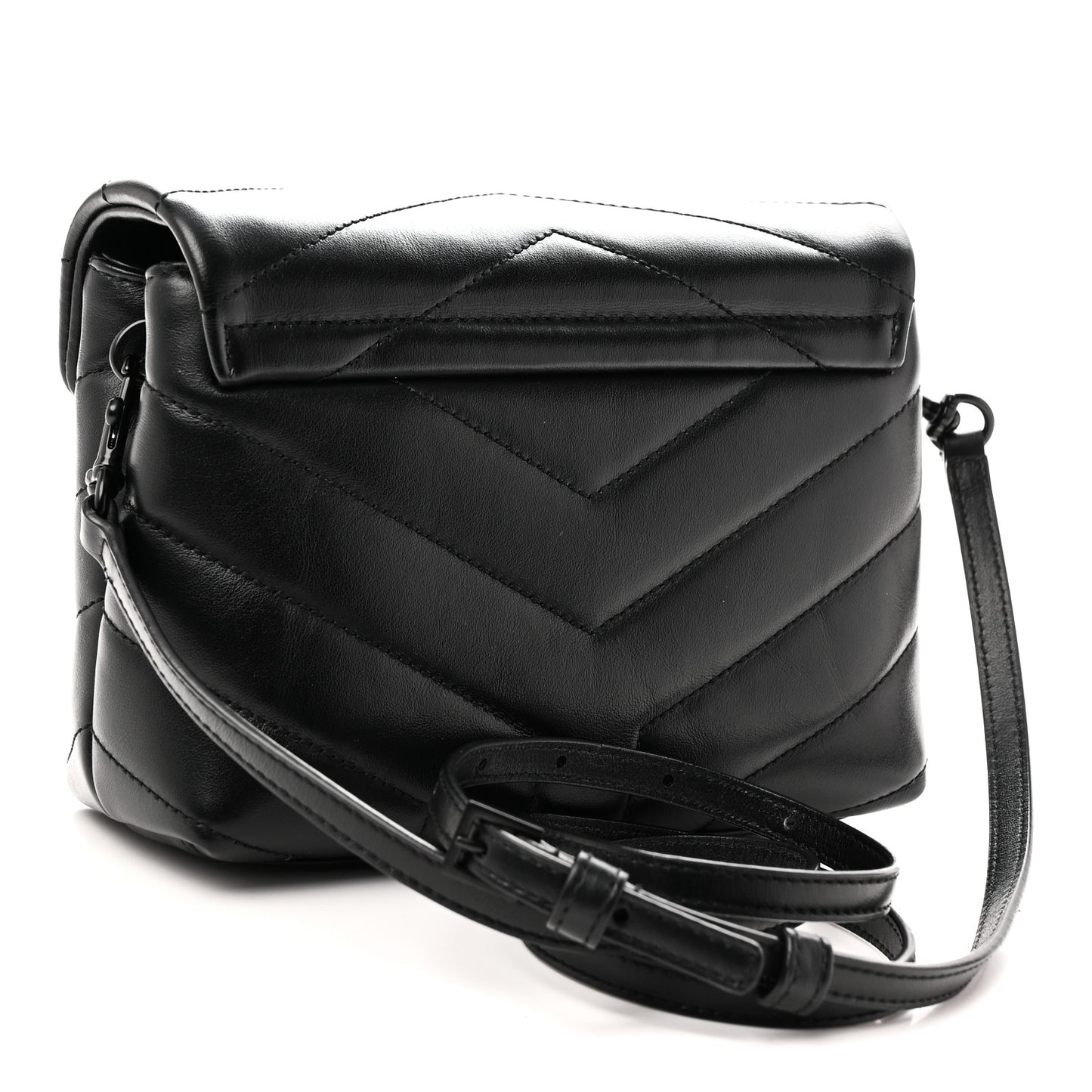 Calfskin Y Quilted Monogram Monochrome Toy Loulou Crossbody Bag Black Black